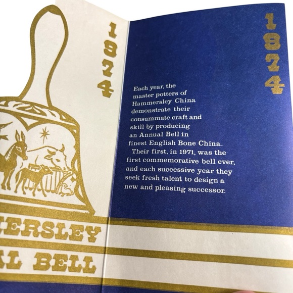 Vintage 1974 Hammersley Fine Bone China Nativity White Bell- 3 Scenes in Gold - Picture 10 of 14